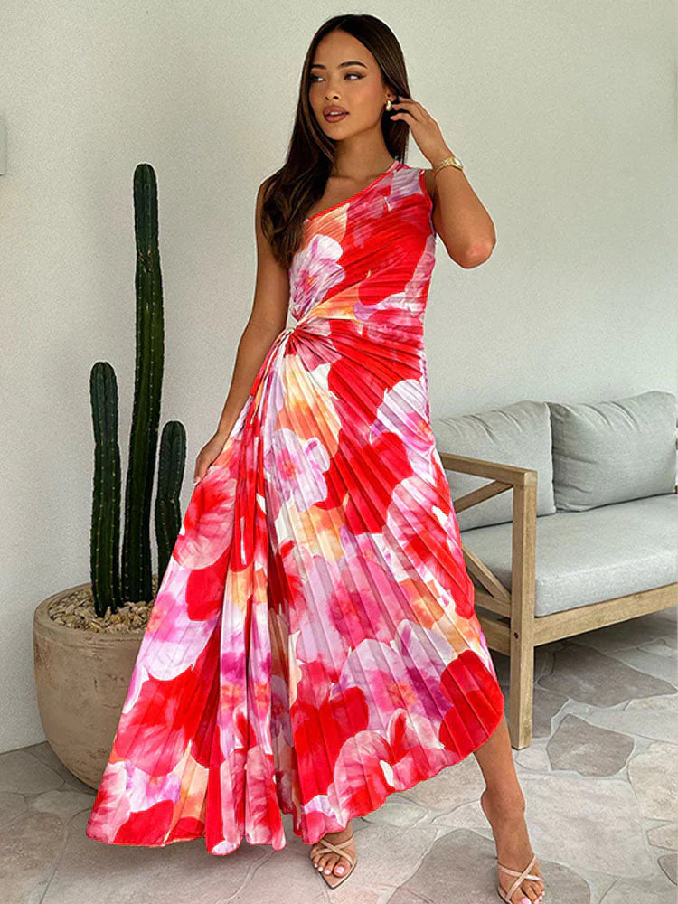 Lila™ | Chic One-Shoulder Pleated Dress
