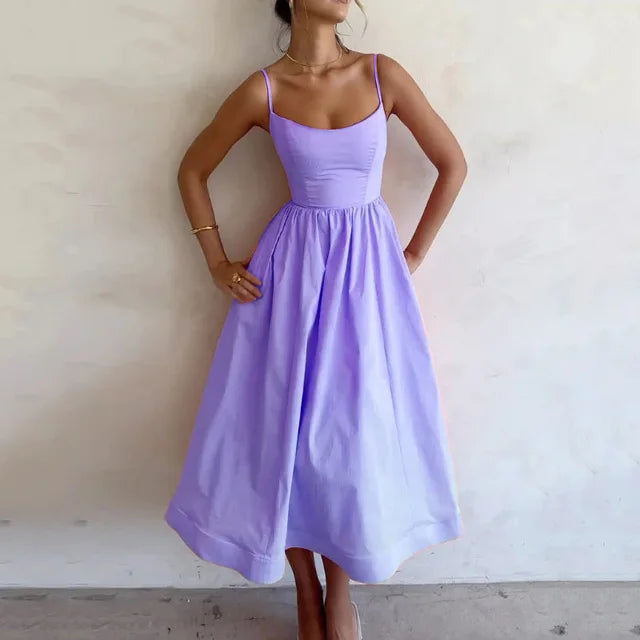 Aven | Elegant Scoop Neck Strappy Dress