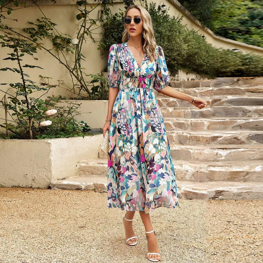 Sienna™ | Timeless V-Neck Elegance Dress
