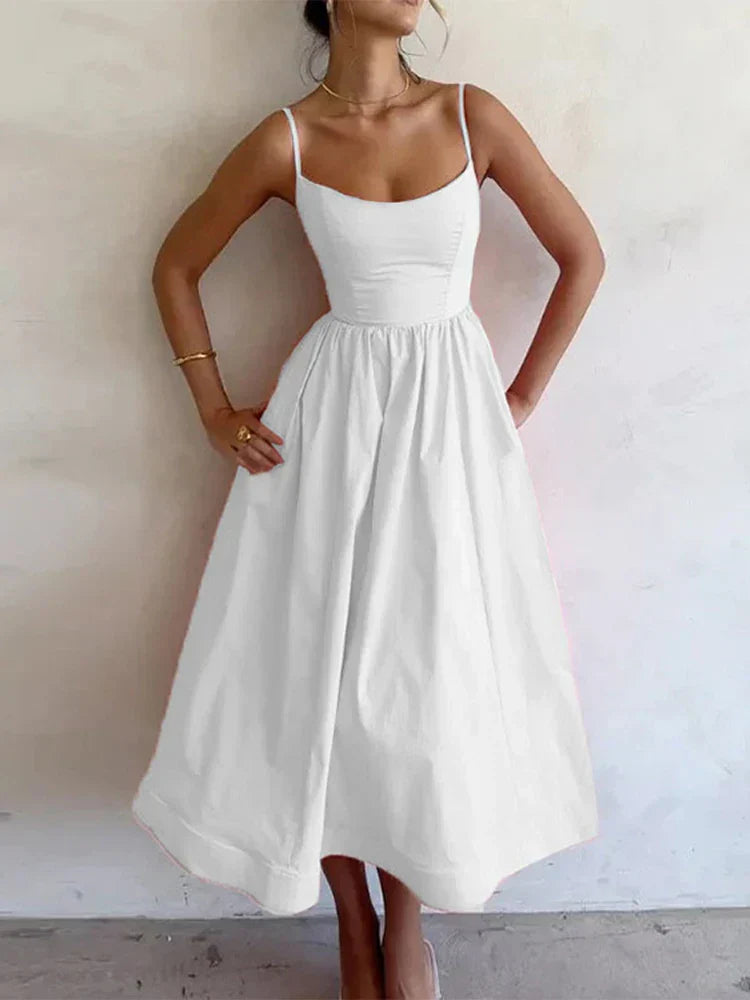 Aven | Elegant Scoop Neck Strappy Dress