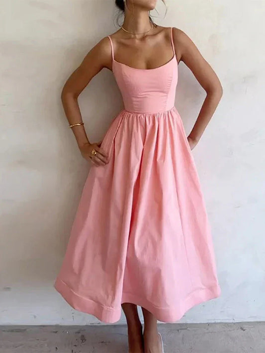 Aven | Elegant Scoop Neck Strappy Dress