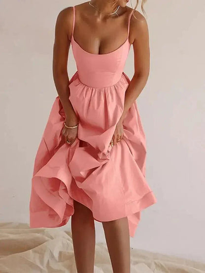 Aven | Elegant Scoop Neck Strappy Dress