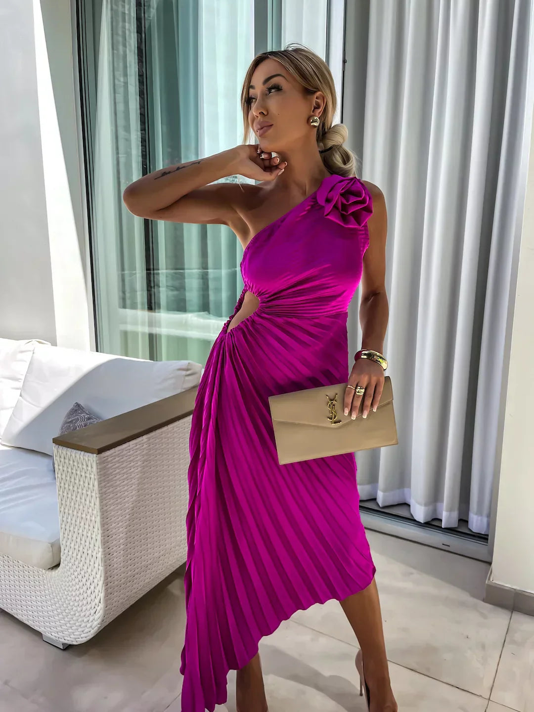ISLA | Enchanting One-Shoulder Floral Dress